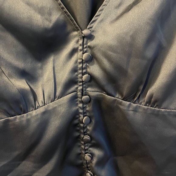 Abercrombie Satin Long-Sleeve Button-Up Blouse - Picture 3 of 3